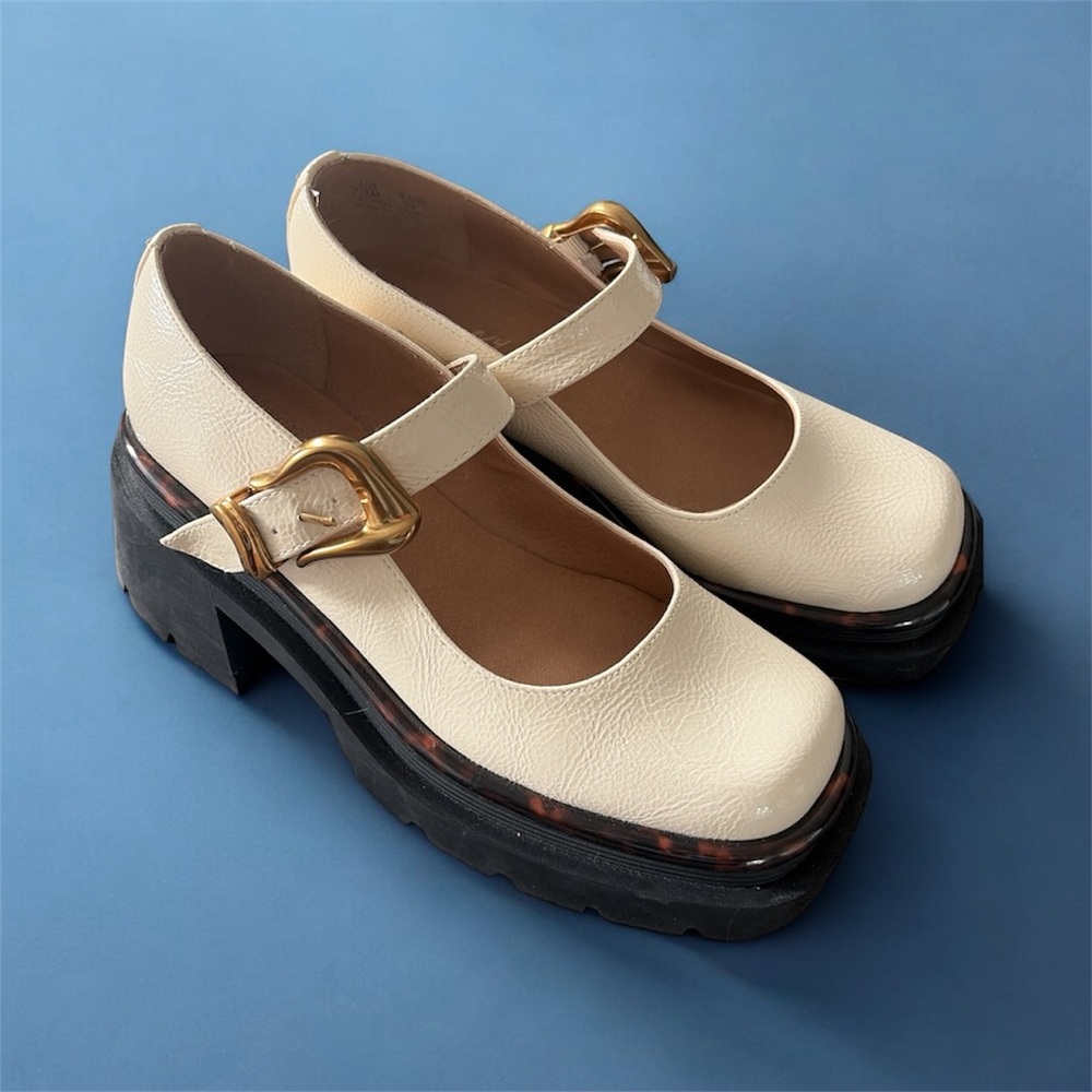 Sam Edelman Cream Mary Jane Platform Shoes